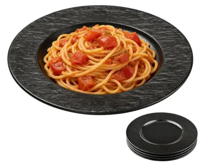 Produktbild von Omgoods – Set mit 4 schwarzen Melamin-Essteller, 21,5 cm