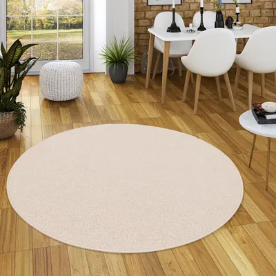 Produktbild von Feinschlinge Designer Teppich Rund Circle Beige, Größe:200 cm Rund
