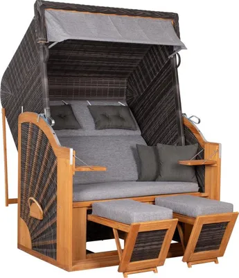 Produktbild von deVries Strandkorb PURE® CLASSIC XL SUN PE Des.466 stone grey 130 x 80 x 160 cm