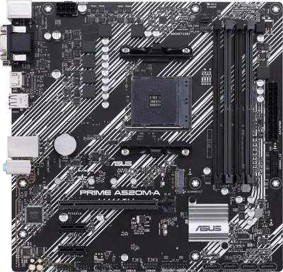 Immagine prodotto di ASUS PRIME A520M-A II/CSM - Scheda madre - micro ATX - Socket AM4 - Chipset AMD A520 - USB 3.2 Gen 1 - Gigabit LAN - Grafica onboard (CPU necessaria)