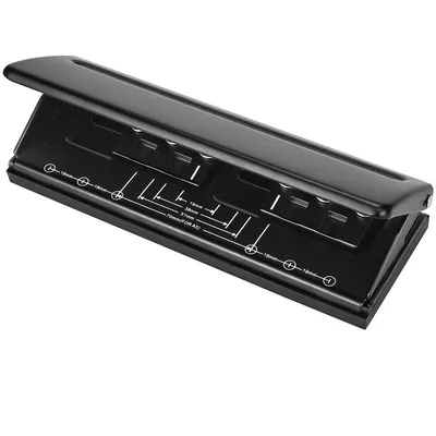 Produktbild von Mehrfachlocher,6 fach Locher A5,Verstellbarer Papierlocher mit Clip, Doppelloch Locher für Loseblattmappen, schwarz