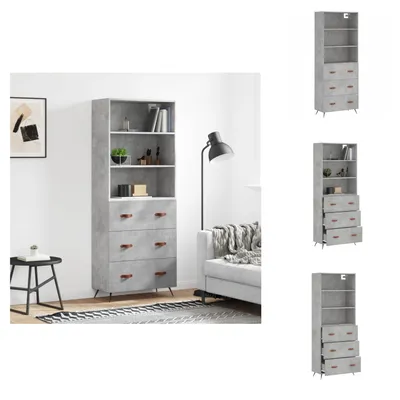 Produktbild von vidaXL Highboard Betongrau 69,5x34x180 cm Holzwerkstoff -  Sideboards