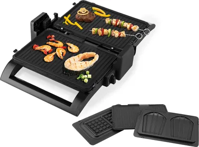 Produktbild von Nova 110502 4-IN-1 Sandwich-Waffel-Grill, Materialmixgehäuse, 1550 Watt, Thermostat, Schräger Fettablauf
