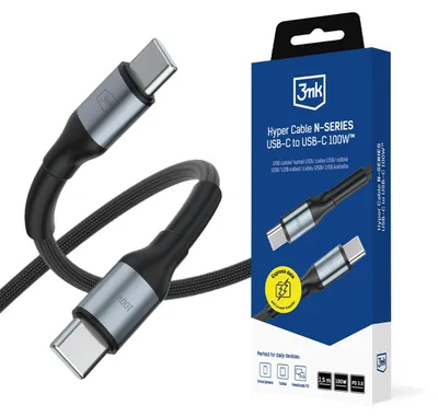 Imagen del producto de Cable 3mk Hyper Cable N-SERIES USB-C / USB-C de 1.5 metros, compatible con PD 3.0 y QC 3.0, 20V / 5A, 100W - color