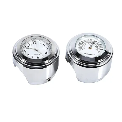 Obrázek produktu pro 7/8 "1" Motocyklová řídítka Mount Hodiny Dial Hodiny a teploměr Temp White