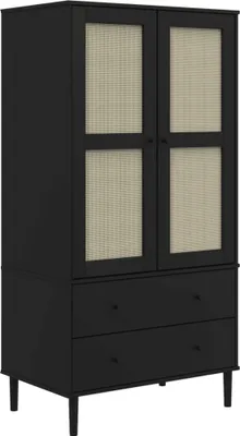 Obrázek produktu pro vidaXL Šatní skříň SENJA ratanový vzhled černá 90x55x175 cm