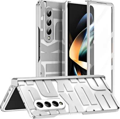 Produktbild von Hülle für Samsung Galaxy Z Fold 3 Hülle mit Displayschutz und Scharnierschutz, Galvanisierter Klar Schutzhülle Silber