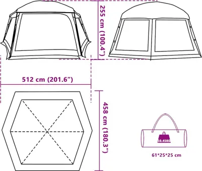 Image de vidaXL Tente de piscine avec toit amovible parois en filet bleu azur 512x458cm