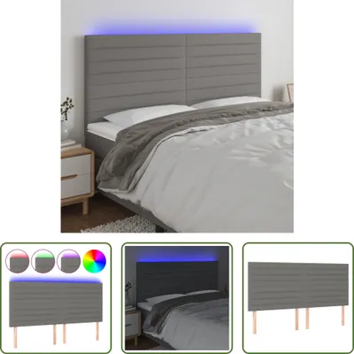 Produktbild von The Living Store LED Kopfteil Dunkelgrau 180x5x118/128 cm Stoff