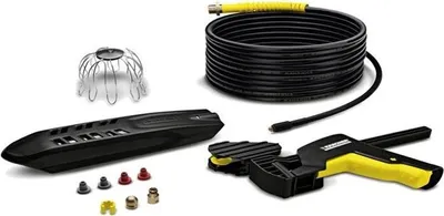 Produktbild von KÄRCHER Rohrreinigungsset + Dachrinnenreinigung, Hochdruck, 20m, Messingkopf, 2-in-1 Lösung