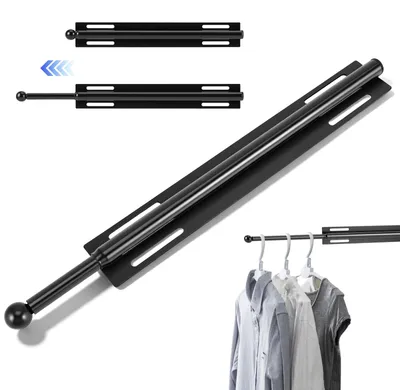 Ausziehbare Kleiderstange, Teleskopstange 32,5–57 cm, Metall 21 mm, schwarz