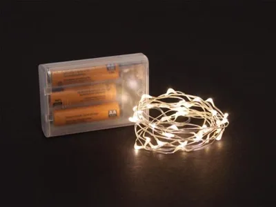 Obrázek produktu pro Microlight LED - 2 M - 40 teplých bílých lamp - Stříbrný drát - Baterie nejsou součástí dodávky