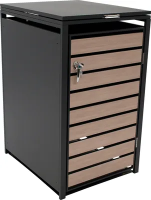 Produktbild von DEGAMO Mülltonnenbox 1er BERLIN 68x80x116cm für Tonnen 120 und 240 Liter, Holzoptik