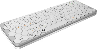 Produktbild von KeySonic KSK-5020BT-S (DE), Mini Tastatur mit wabenförmigen Tasten, kabellose Verbindung, Multimediatasten, Aluminium, Silber/Weiß, Kabellos, Bluetooth, Membran Key Switch, QWERTZ, RGB-LED, Aluminium, Weiß