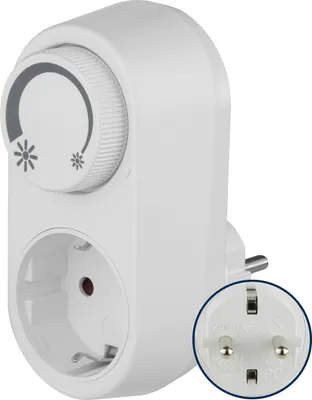 Produktbild von REV Steckdosendimmer – Dimmer für LED, Glüh- & Hochvolt-Halogenlampen - einfache Plug & Play Lösung mit Ein/Aus-Drehschalter & erhöhtem Berührungsschutz, weiß