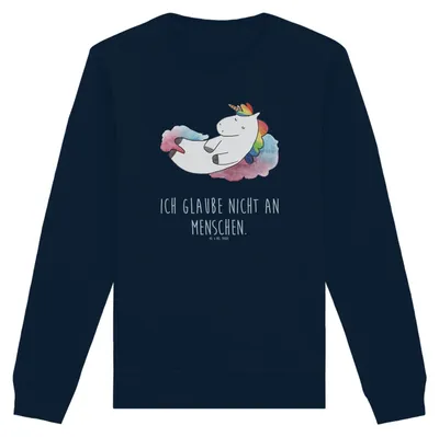 Produktbild von Mr. & Mrs. Panda Baumwoll Pullover Einhorn Wolke 7 Größe L - French Navy - Geschenk, Pulli, Sweatshirt, Glaube, Einhörner, Unicorn, Sweater, Bio, Menschen