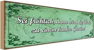 Produktbild von vianmo Holzschild 10x27 cm Sei fröhlich Welt bunter Garten Spruch Zitat