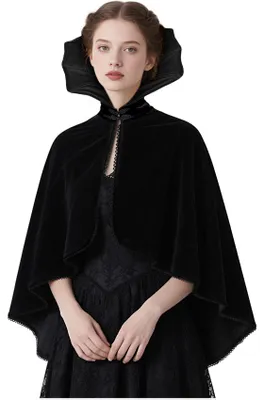 Imagen del producto de Solidchoice - Capa vampírica con cuello alto para mujer - Disfraz gótico de Halloween