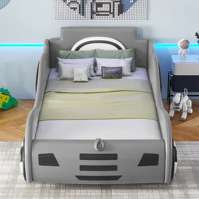 Produktbild von Flachbetten mit Lattenrost (ohne Matratze) und Unterbettstauraum Modell Kinderbett 90 x 200cm Grau