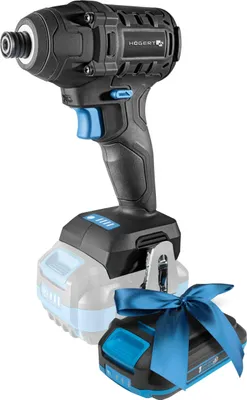 Produktbild von HÖGERT TECHNIK Akku-Schlagschrauber 18V, Bürstenlose Prallbügelmaschine, 200 Nm Drehmoment, 1/4'' HEX, LED-Beleuchtung, 3 Drehmomentstufen, Metallgetriebe + PROMO 2,0 Ah Akku