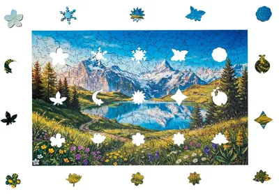 Produktbild von Alpenpanorama mit Bergsee aus Holz