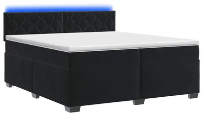 Obrázek produktu pro Postel s pružinovou základnou a matrací, černá, rozměry 200 x 200 cm, potah z veluru