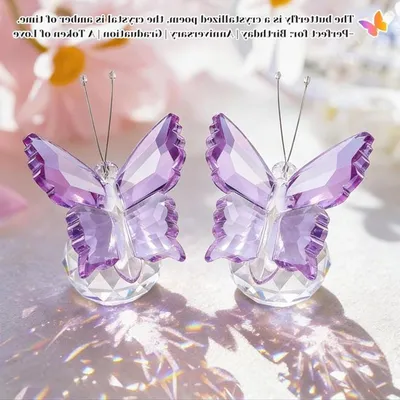 Dekorative Schmetterling aus Kunstglas mit lila Kristallakzenten - Einzigartiges Ornament für die Wohnkultur, Geschenkidee