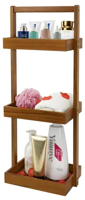 Productafbeelding van Doucheplank van teakhout, 3 etages, verticaal, 30,5 x 20 x 75,8 cm