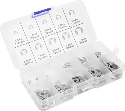 Obrázok produktu pre Sada podložiek E Clip, podložka E Clip, podložka E Clip z nehrdzavejúcej ocele, podložka M1.5-M10 E Clip, podložka, upevňovacie prvky hardvéru