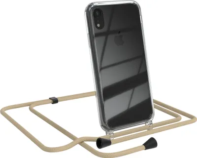 Produktbild von EAZY CASE Handykette kompatibel mit Apple iPhone XR, Handyhülle mit Umhängeband, Handykordel, Schutzhülle Clear, Band in Blau