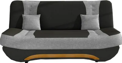 Produktbild von Sofa mit Schlaffunktion und Bettkasten, Couch für Wohnzimmer, Schlafsofa Federkern Sofagarnitur Polstersofa Wohnlandschaft mit Bettfunktion -194 x 92 x 95cm  Feba (Schwarz + Hellgrau (Sawana 14+Sawana 21)))