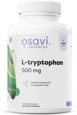 Imagen del producto de L-Triptófano 500 mg – 120 cápsulas – Suplemento de aminoácido puro – Vegano – Osavi