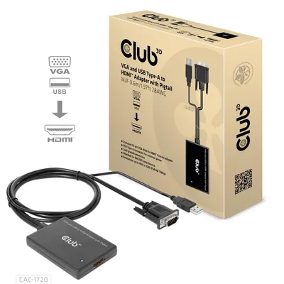 Produktbild von Club3D Adapter VGA + USB-A > HDMI       0,6m     St/Bu retail