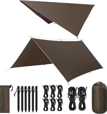 Image de VOSOIR Tarp 3x3M Imperméable Ultraléger Camping Toile de tente Protection Neige