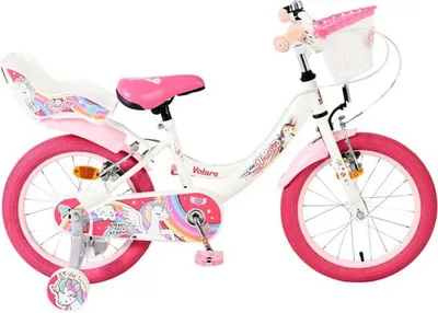 Produktbild von Volare Unicorn Kinderfahrrad - Mädchen - 16 Zoll - Weiß - Zwei Handbremsen