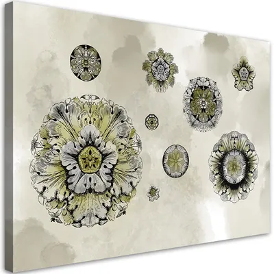 Image de Toile Fleurs dans des formes géométriques 90x60 Feeby Rose image pour le mur prête à accrocher