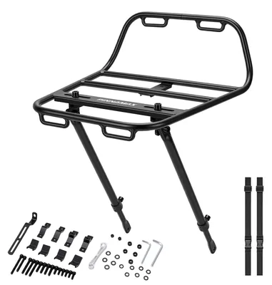 Produktbild von Fahrrad-Frontgepäckträger, geeignet für Mountainbikes und Rennräder, verstellbare Höhe, einfache Montage, aus Aluminiumlegierung, schwarz