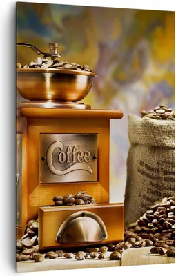 Produktbild von Bild auf Leinwand - Leinwandbild - Einteilig - Kaffee Körner Mühle Tasse - 80x120cm - Wand Bild - Wanddeko - Wandbilder - Leinwanddruck - Wanddekoration - Leinwand bilder - Wandbild - PA80x120-2592