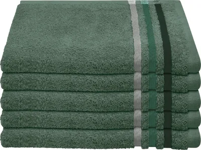 Produktbild von Schiesser Frottier Gästetuch Skyline Color im 5er Set | 100% Baumwolle aus nachhaltiger Produktion | saugstark, weich, farbecht | 30x50cm | Dunkelgrün