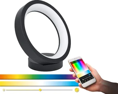 Produktbild von EGLO connect LED Tischlampe Marghera-C, 1 flammige Tischleuchte, Nachttischlampe aus Stahl und Kunststoff in Schwarz, Weiß, Farbtemperaturwechsel (warm, neutral, kalt), RGB, dimmbar