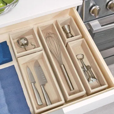 Obrázok produktu pre Organizér do zásuvky Famanu z prírodného dreva – béžová farba, rozmer 38,1 x 8,4 x 6,4 cm