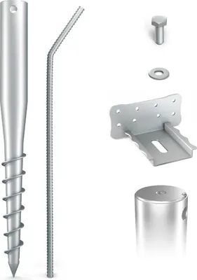 Produktbild von MAXERIO® 80 cm 6er Base-Set Schraubfundamente inkl. Konsole (feuerverzinkt); Ø 60 x 2; M12