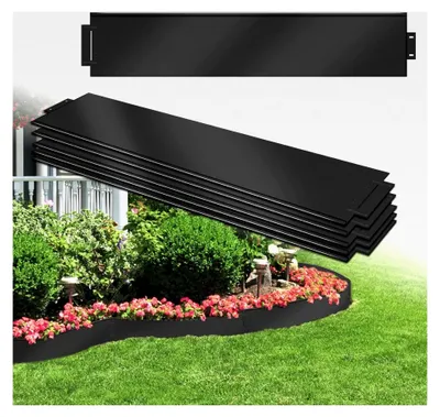 Produktbild von Metallrasenkante 5 m x 15 cm verzinkt Beetumrandung Beeteinfassung Mähkante Palisade 5 Stück 100 cm x 15 cm (L x H) verzinkt-schwarz