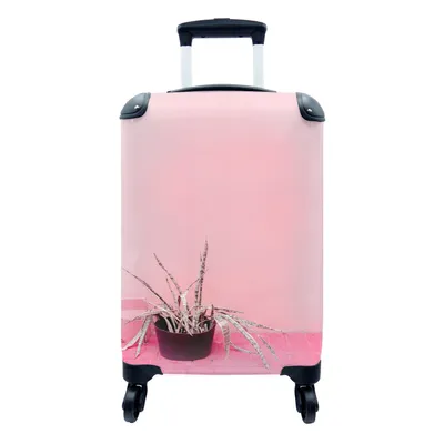 Produktbild von MuchoWow® Koffer Handgepäck Trolley Rollkoffer Kleine Reisekoffer mit 4 Rollen - Sommer - Rosa - Pflanzen - Cabin Size < 55x40x23 cm & 55x40x20 cm - Fotokoffer - Kabinenkoffer - Boardgepäck - Reise-Box - Reisekoffer - Reisegepäck - Koffer mit Bild - Trolley für Kinder