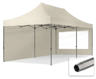 Immagine prodotto di TOOLPORT 3x6m gazebo pieghevole con laterali (finestre panoramiche), PREMIUM acciaio, crema