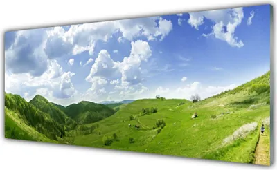 Produktbild von Acrylglasbilder 125x50 Wandbild Druck Gebirge Wiese Natur