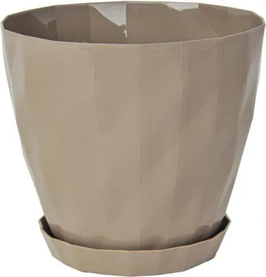 Produktbild von Sierpot Mokka Beige mit Kristalldesign für Orchideen, rund, Ø 19 cm, BPA-frei, mit praktischer Schale