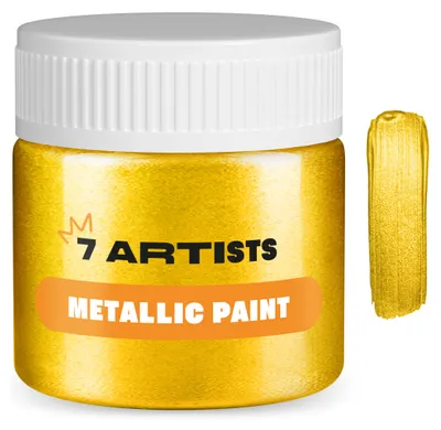 Produktbild von 7 Artists Acrylfarbe Baroque Gold Metallic 50 ml | Acrylfarbe Metallic - Metallic Acrylfarben für Leinwand , Papier, Steine , Holz usw.