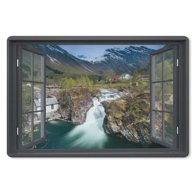 Produktbild von MuchoWow® Schreibtischunterlage Aussicht - Berg - Haus 60x40 cm - XXL Mauspad - Großes Mauspad
