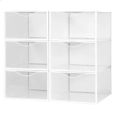 Produktbild von Stapelbarer Schuhkarton Max Home Weiß 6 Stück Polypropylen ABS 23 x 14,5 x 33,5 cm